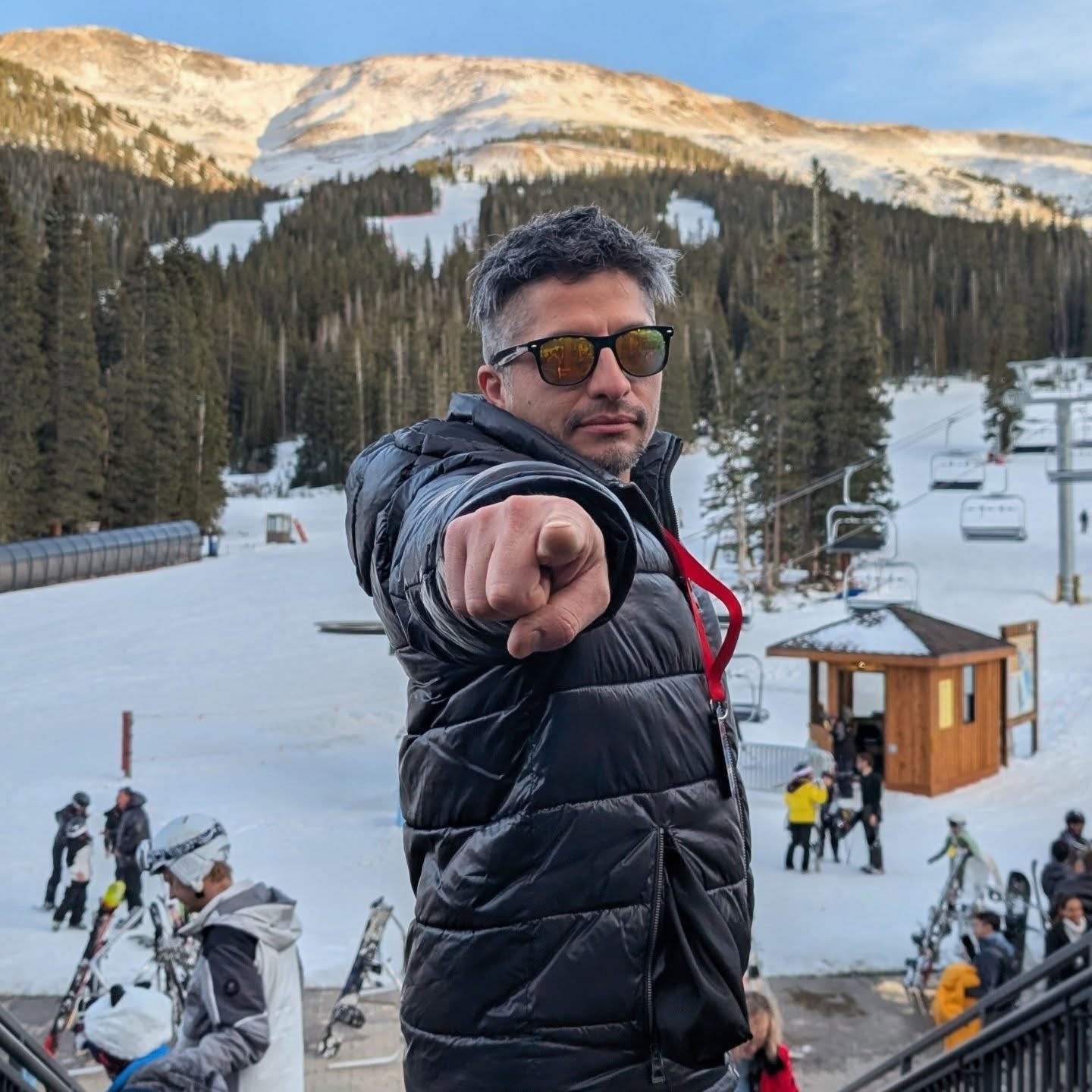 Snowboarding on a mountain